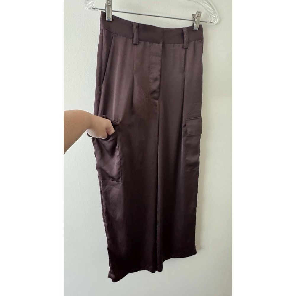 ba&sh Cary Satin Cargo Pant Women's Size 2 Marron Brown - Picture 4 of 10